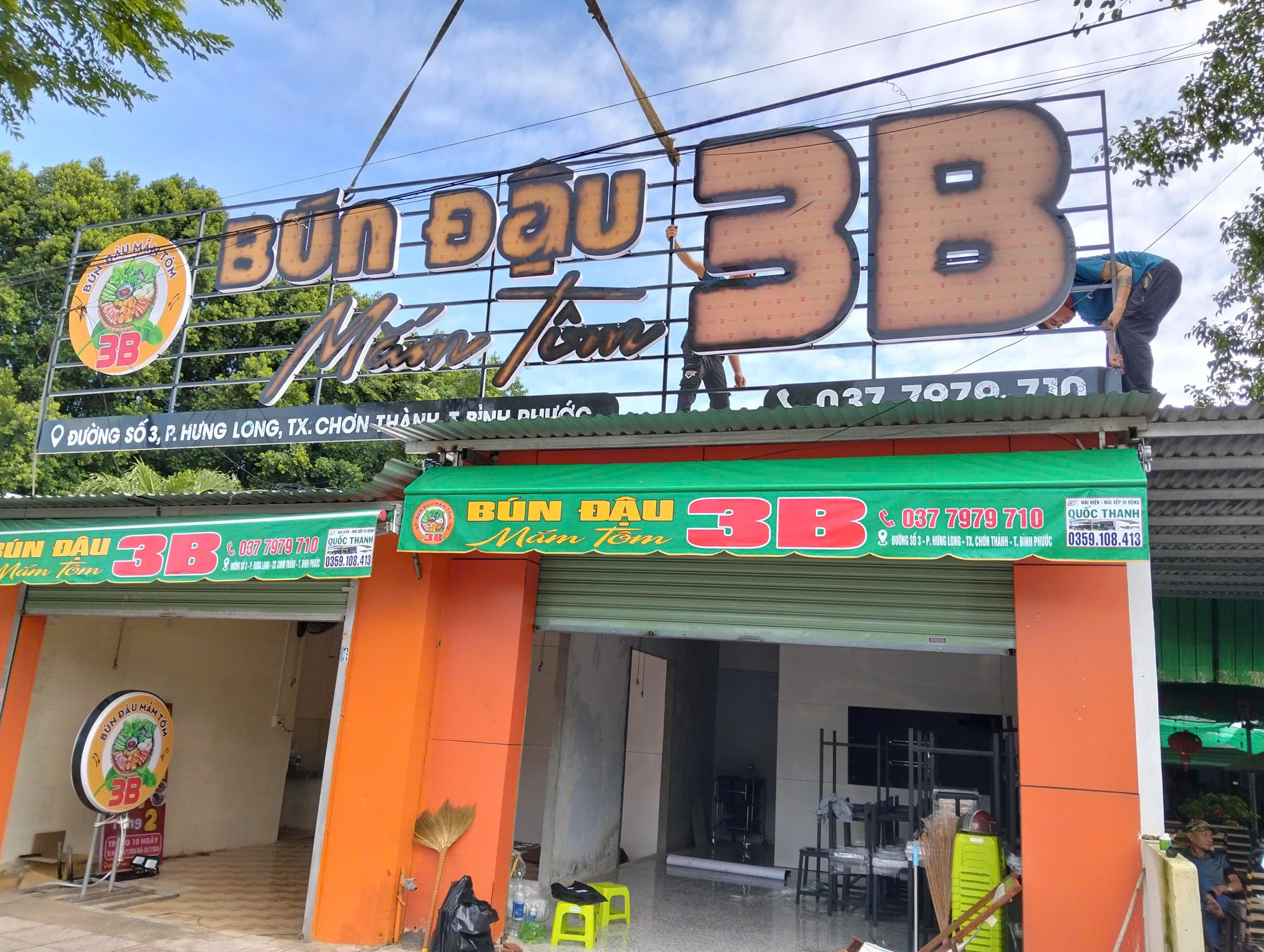 Bảng hiệu Bún Đậu 3B - Bộ chữ mica khung sắt đèn led (8).jpg